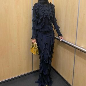 Kikiriki Black Ruffle Maxi Dress